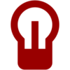 Red and white light bulb icon