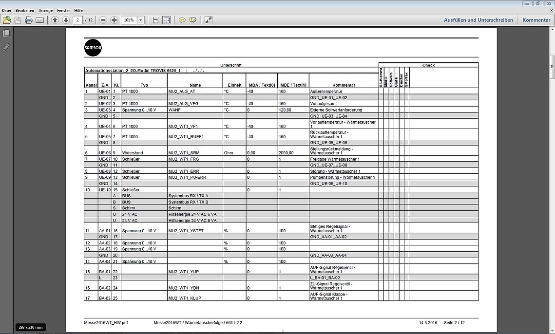 Dokumentation in Software Grafischer Projektierung von SAMSON